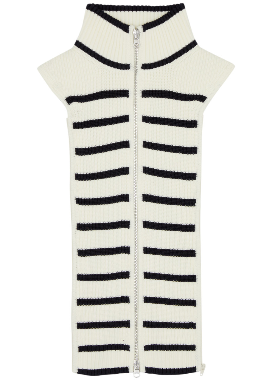 Shop Veronica Beard Tempest Stripe-intarsia Knitted Dickey In Off White