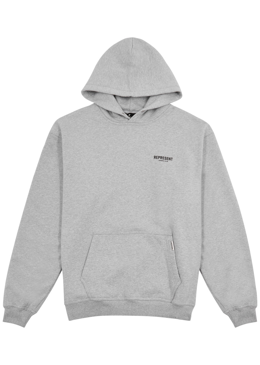 Shop Represent Owners Club Hooded Cotton Sweatshirt In Grey