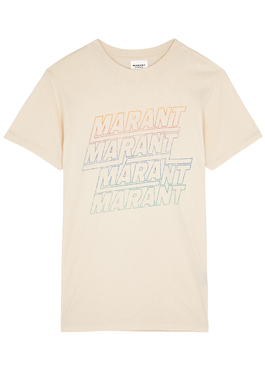 Isabel Marant Étoile Isabel Marant Etoile Zoeline T Shirt With Logo Print In Ecru