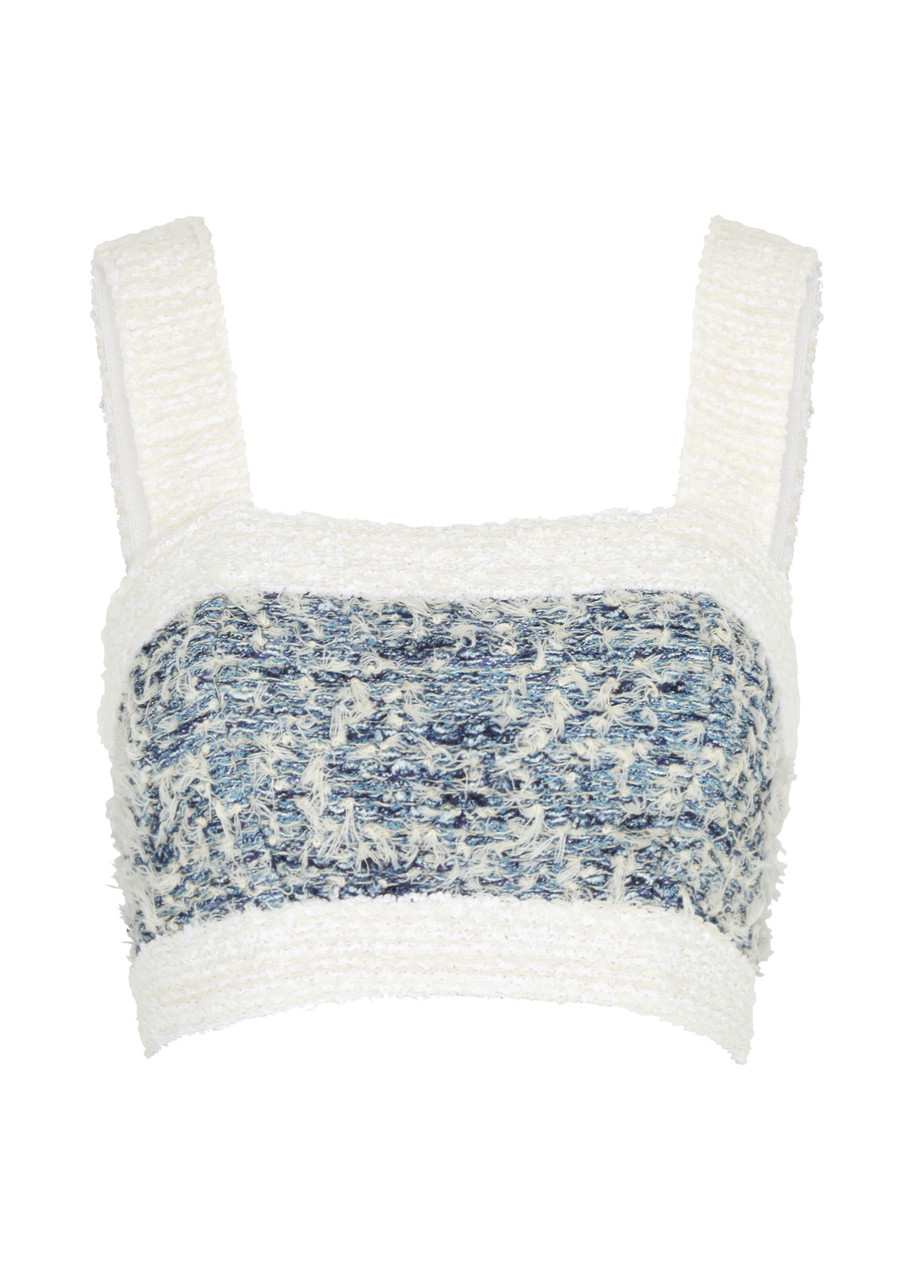 Balmain Tweed Bra In Blue