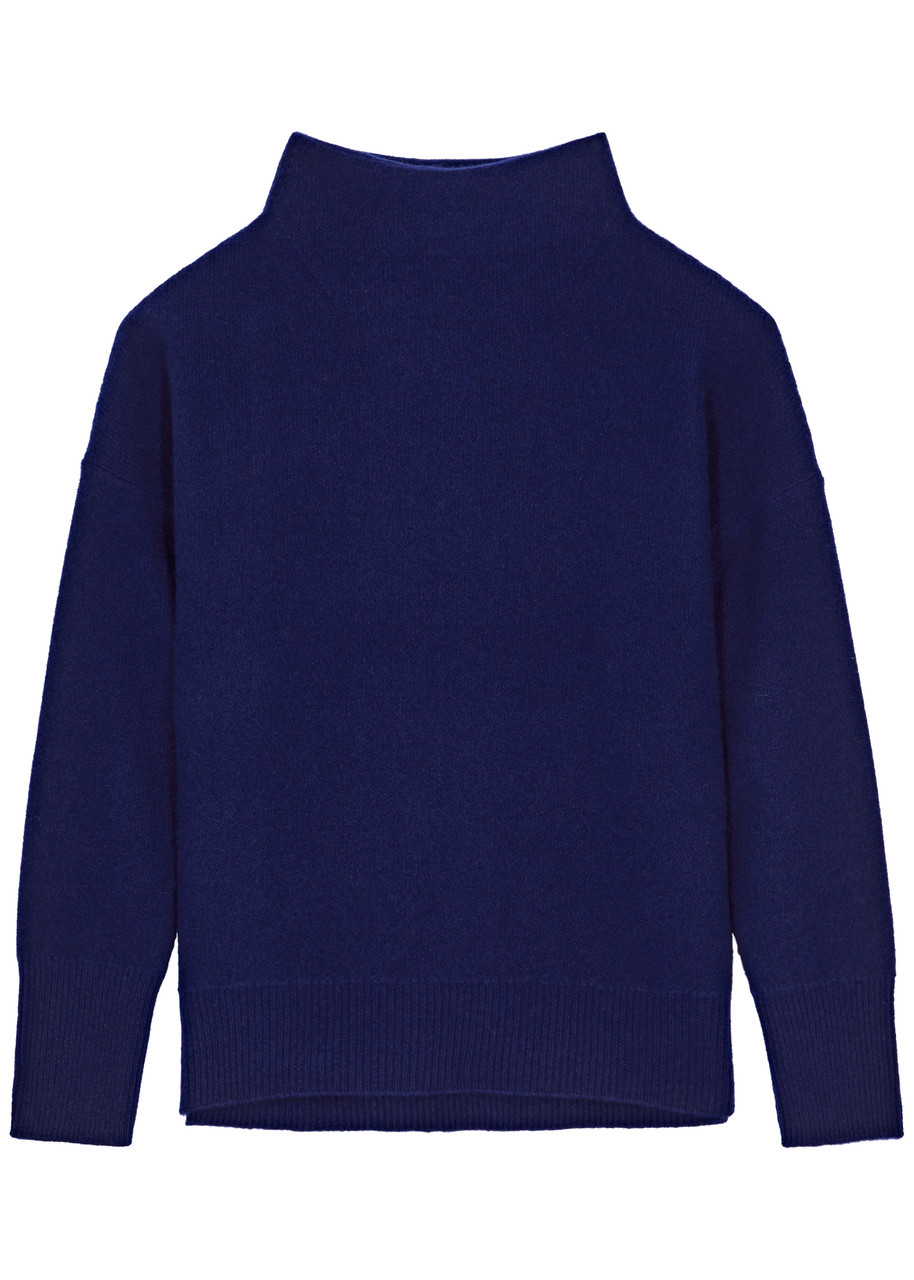 Vince Funnel-neck Cashmere Jumper In Dark Blue