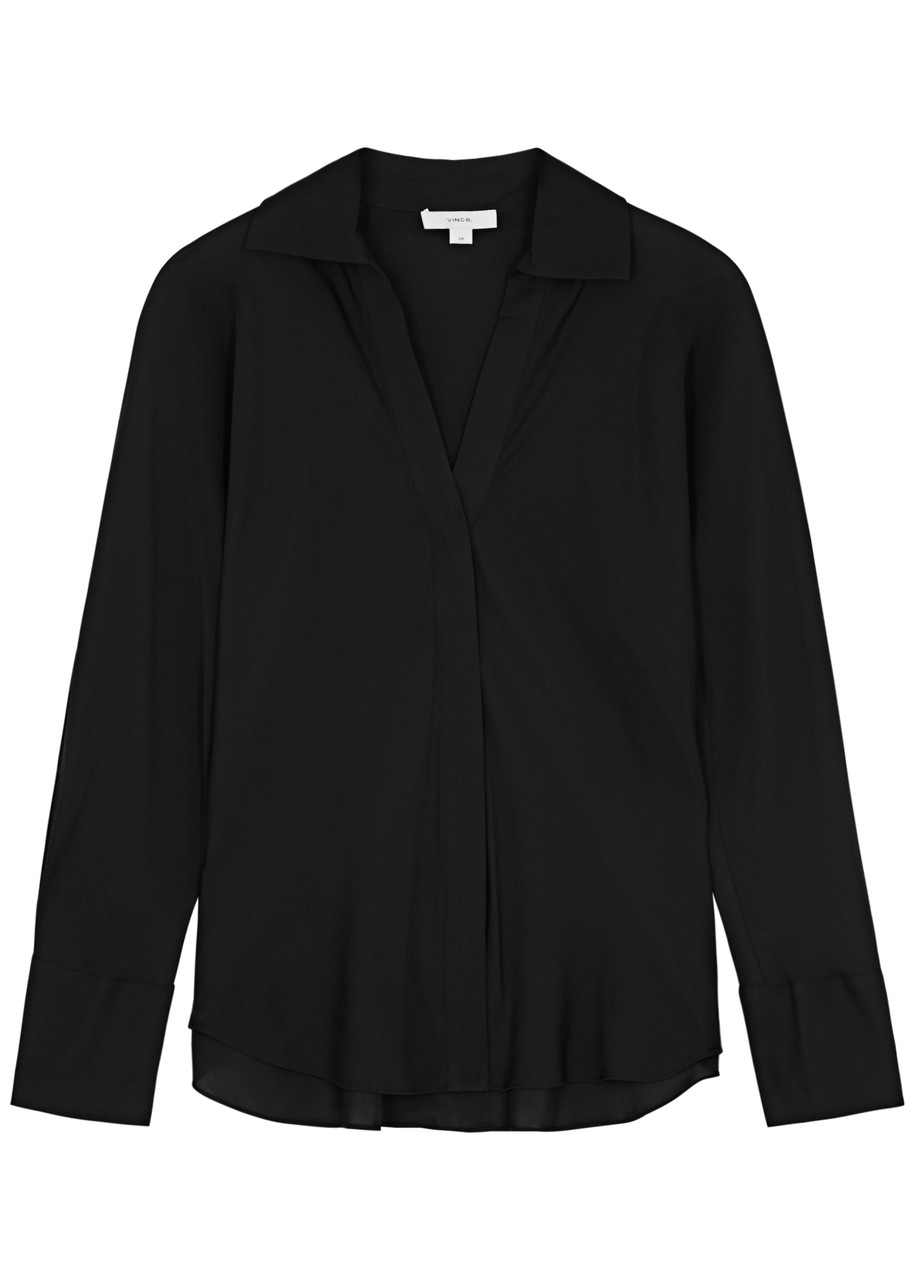 Vince Silk Shirt In Black