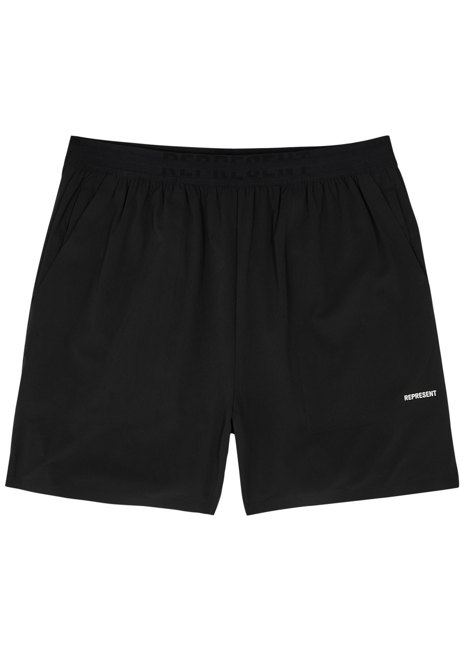 Represent Logo-print Shell Shorts In Black