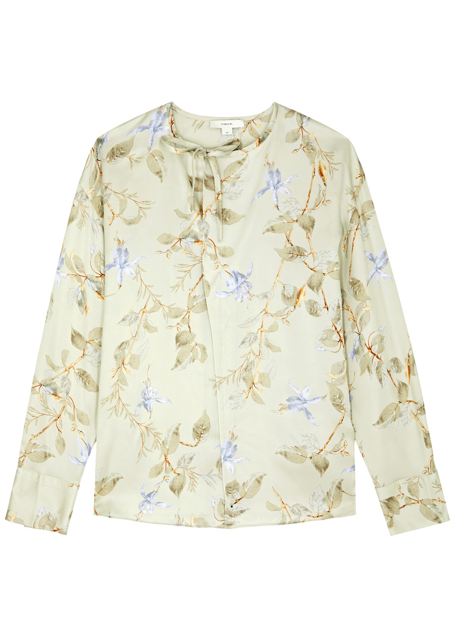 Vince Floral-print Silk-satin Blouse In Multicoloured