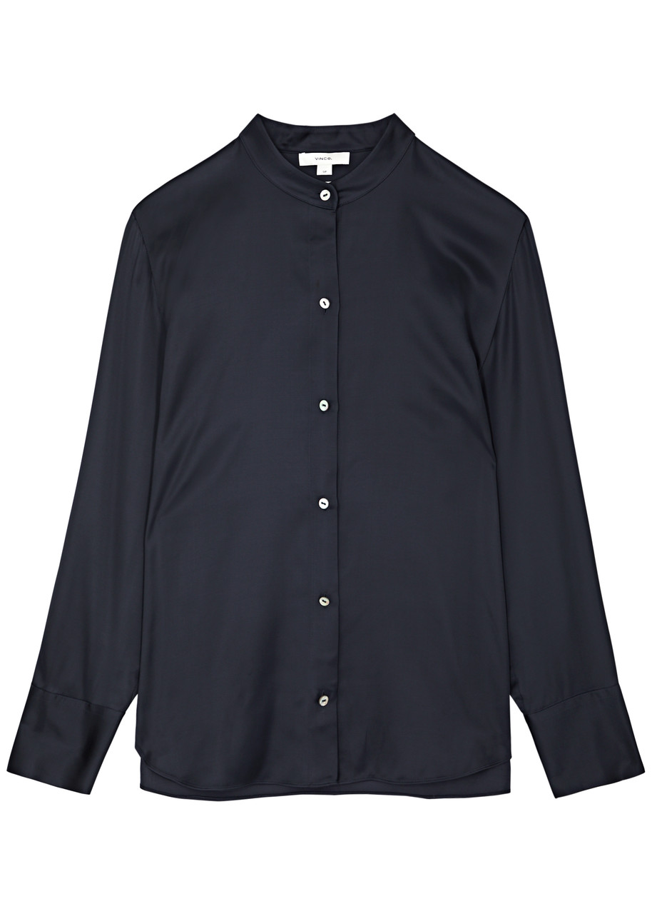 Vince Satin Shirt In Navy