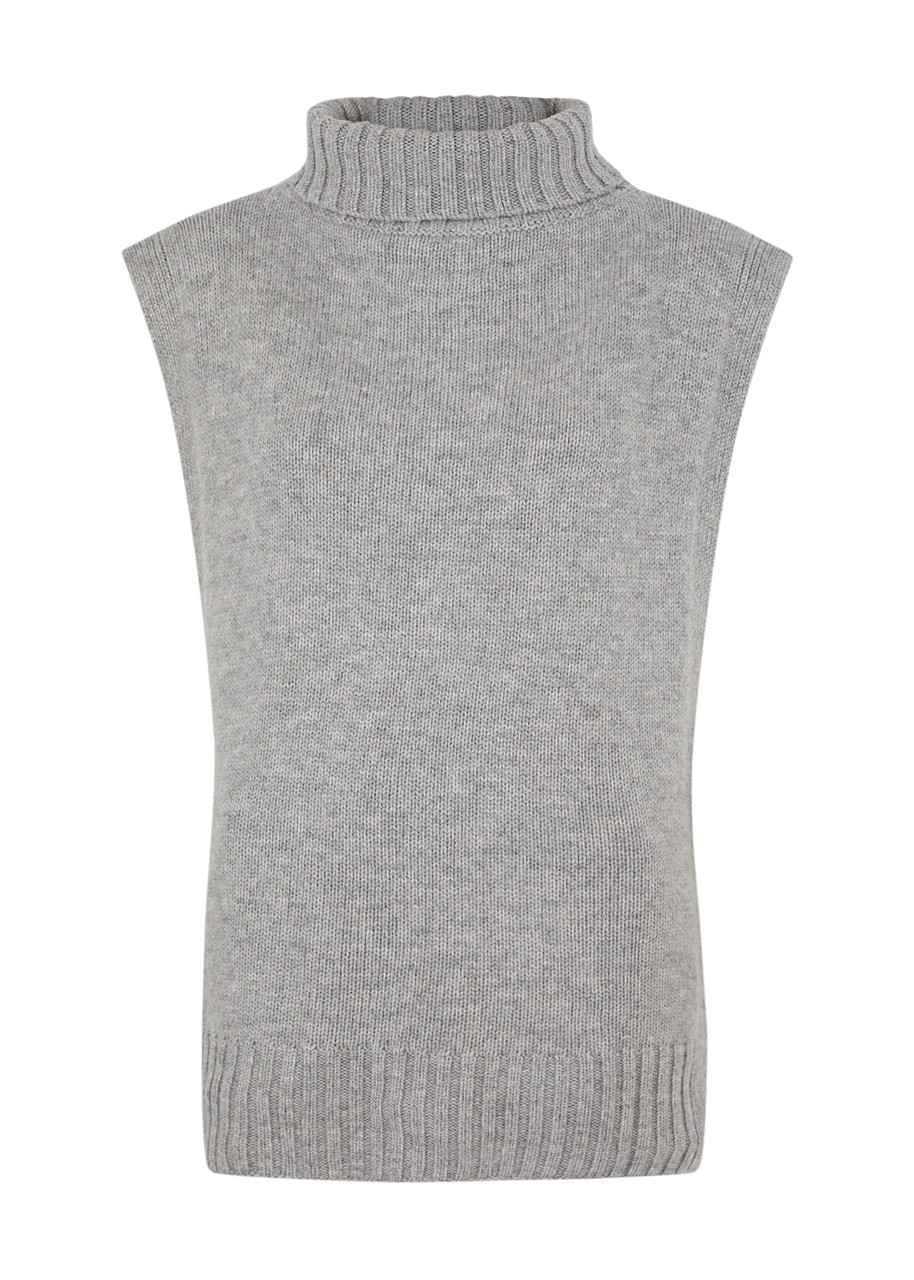 Vince Roll-neck Wool-blend Poncho In Grey