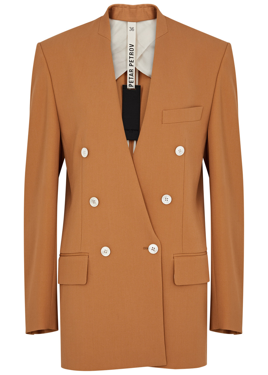 Petar Petrov Double-breasted Stretch-wool Blazer In Terracotta