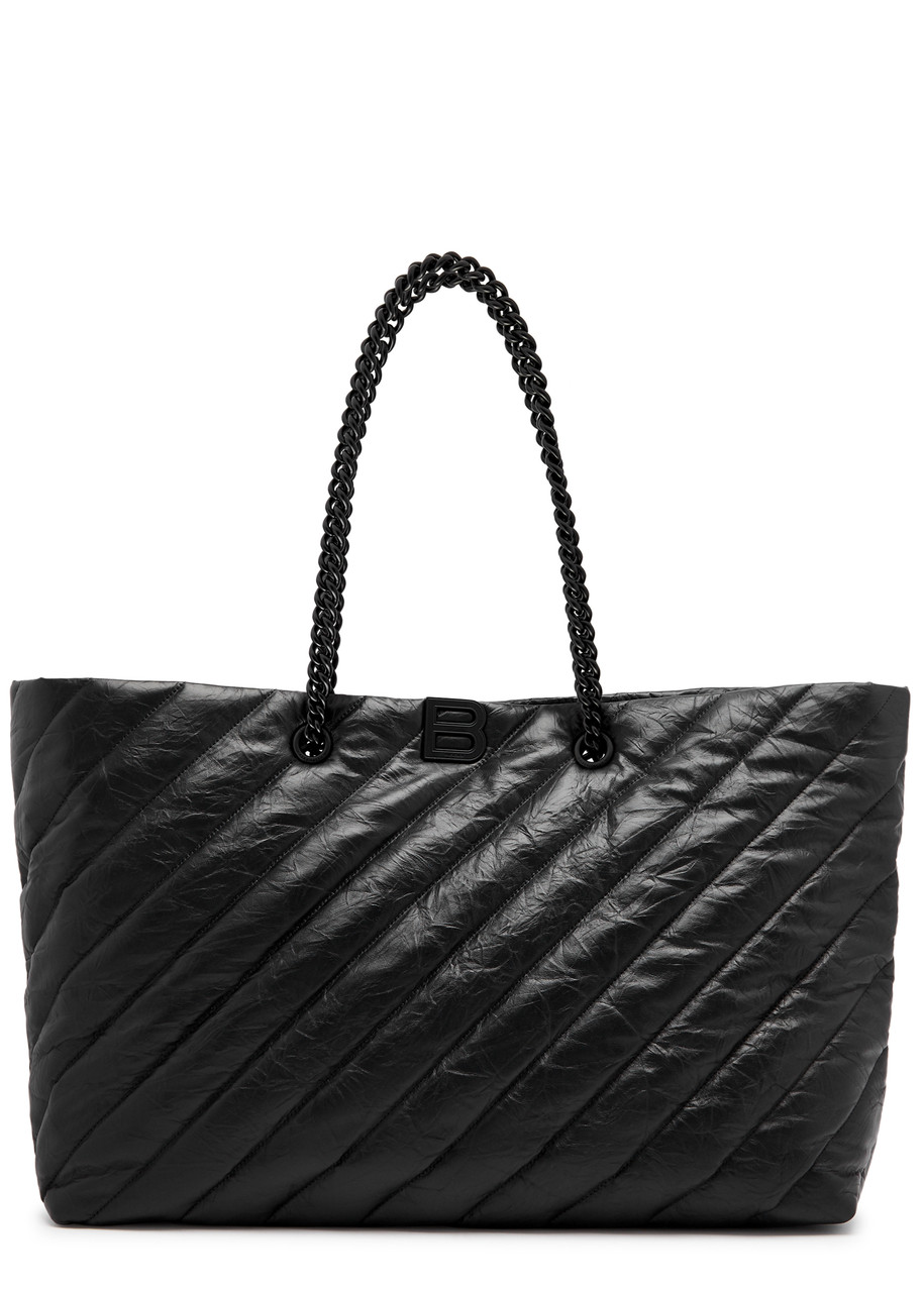 Balenciaga Crush Quilted Leather Tote In Black