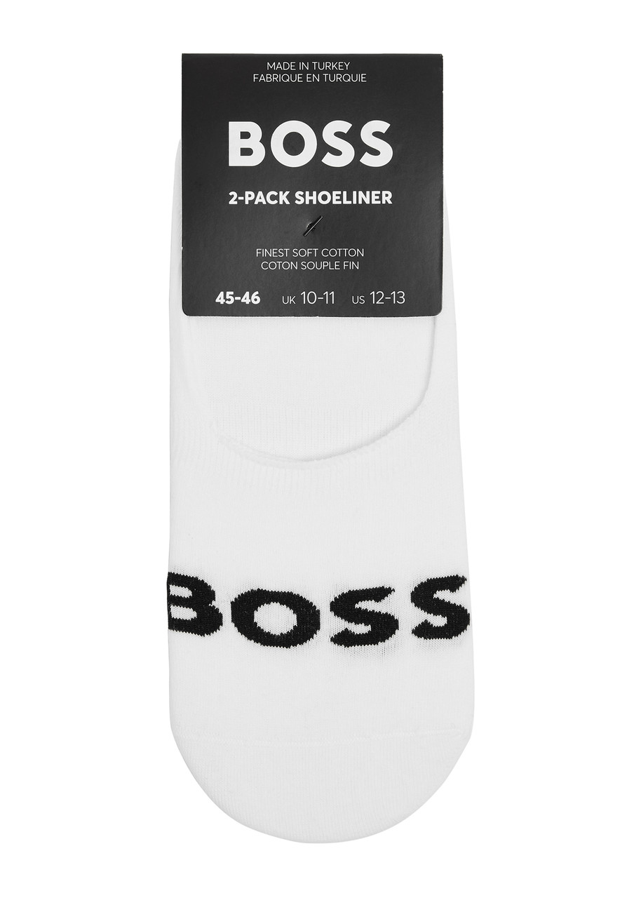 Shop Hugo Boss Boss Logo Cotton-blend Trainer Socks In White