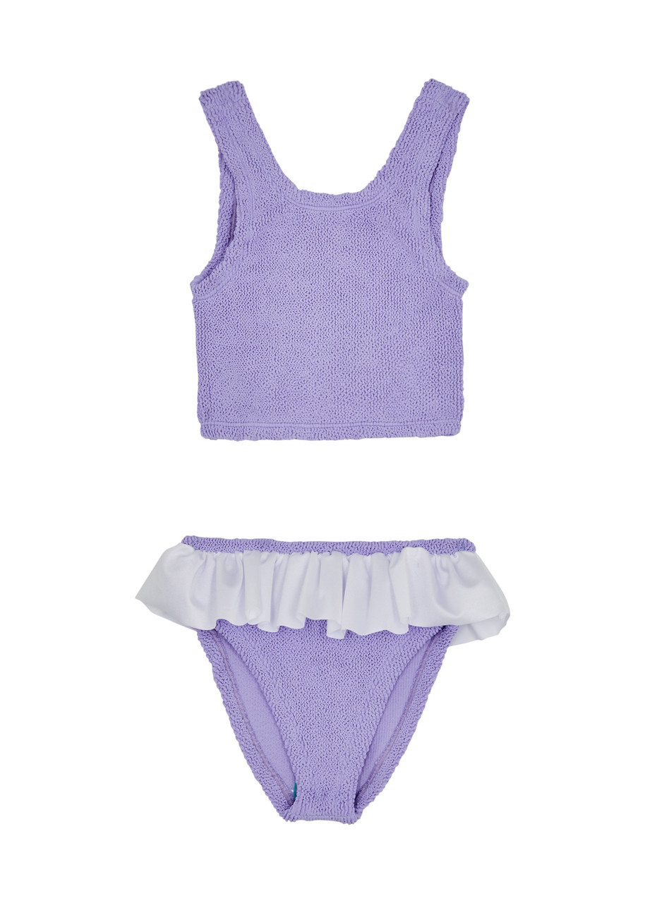 Hunza G Kids Olive Seersucker Bikini (7-12 Years) In Lilac