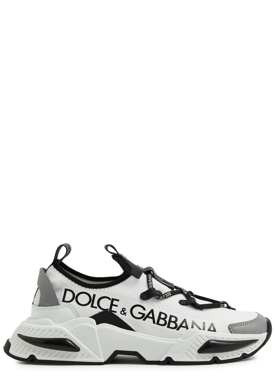 Dolce & Gabbana Kids Daymaster Knitted Sneakers (it30-it36) In White And Black