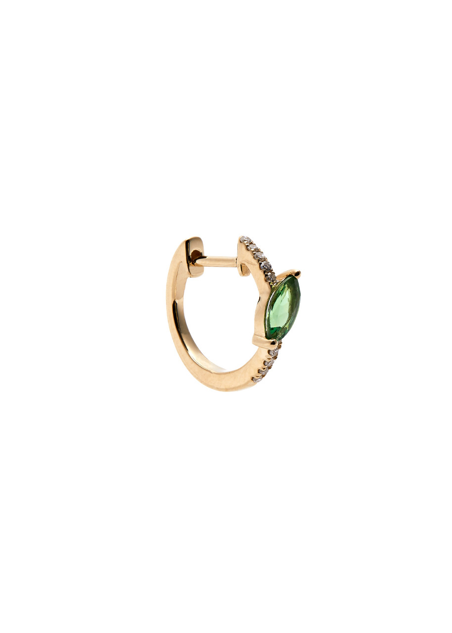Roxanne First 14kt White Gold Single Hoop Earring - Green - One Size