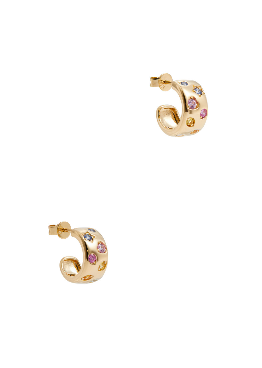 Roxanne First Rainbow 14kt Gold Hoop Earrings In Multicoloured 1