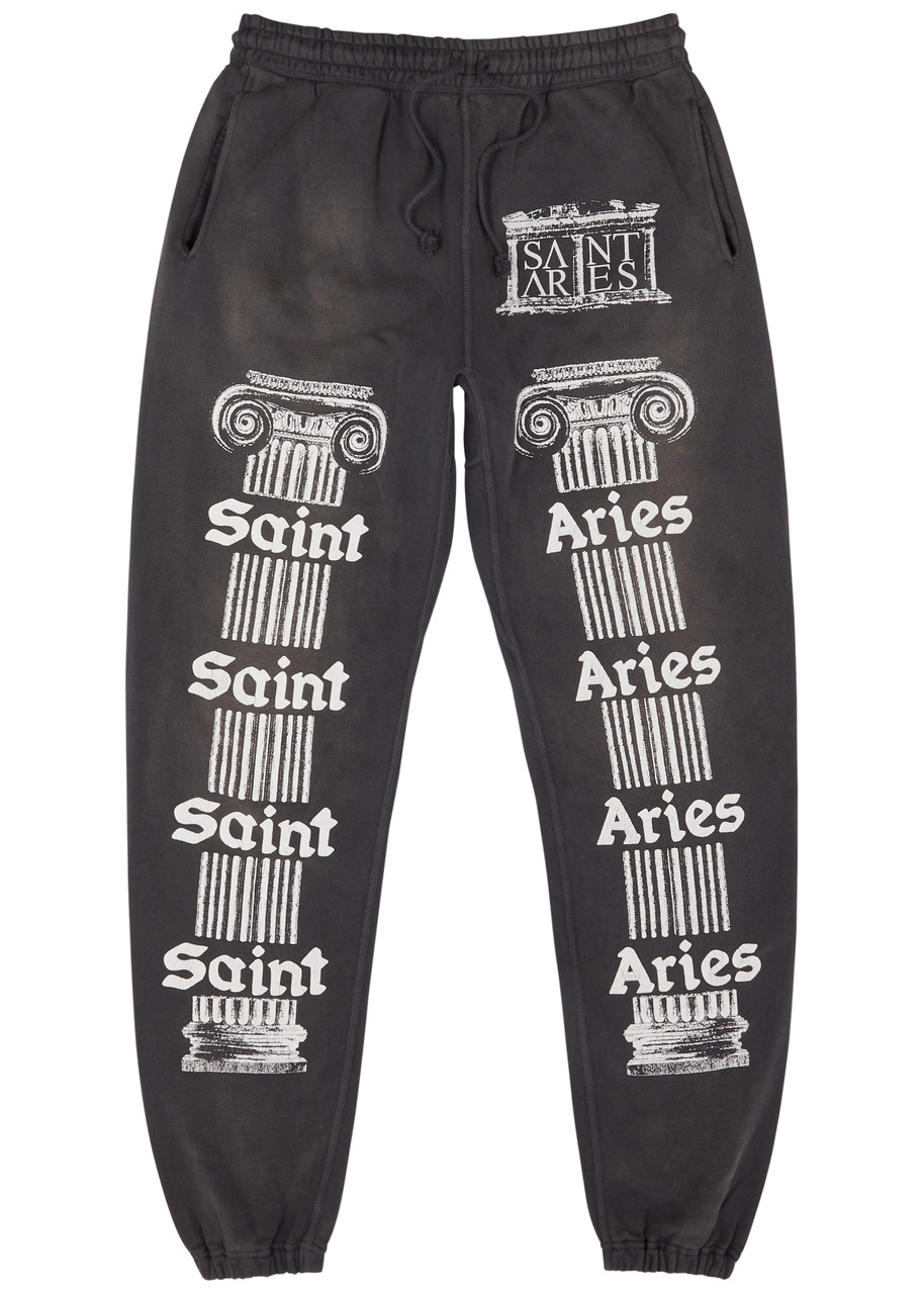 Saint Mxxxxxx Saint Aries Printed Cotton Sweatpants In Black