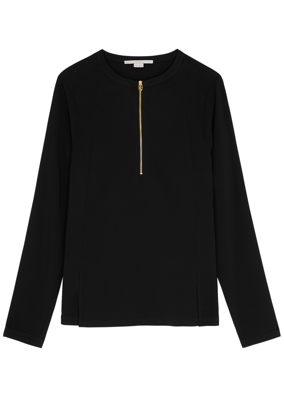 Shop Stella Mccartney Arlesa Half-zip Stretch-crepe Top In Black