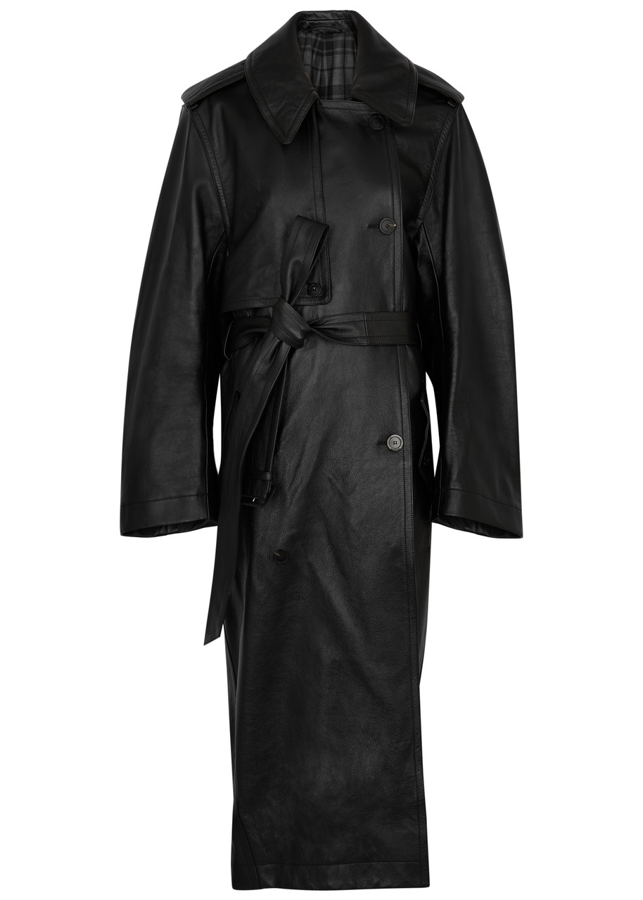 Cocoon Leather Trench Coat