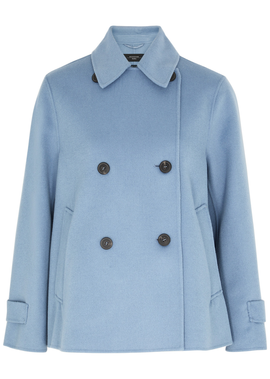 Max Mara Usuale Double-breasted Wool-blend Coat In Light Blue