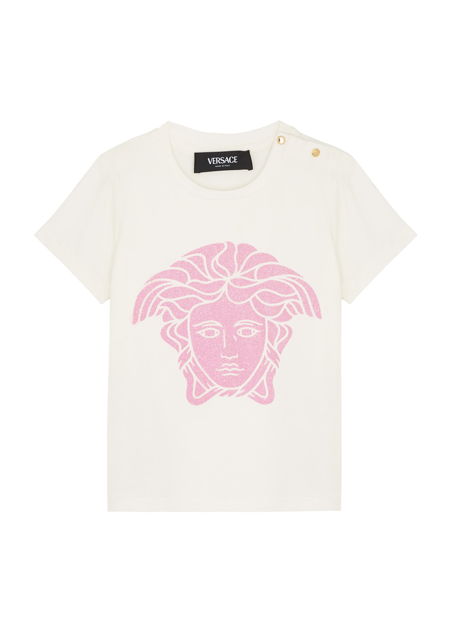 Versace Kids Medusa-print Stretch-cotton T-shirt In Pink Light