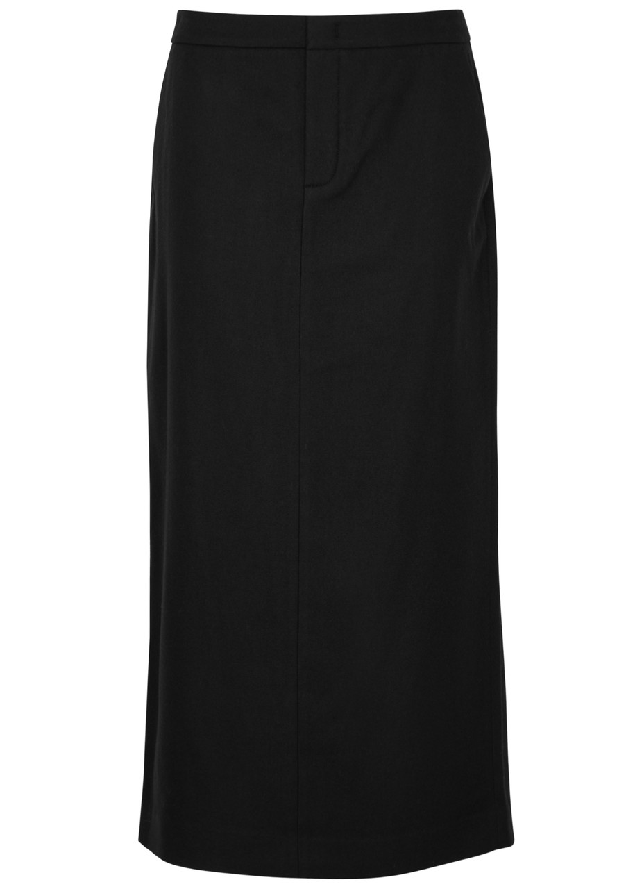 Vince Twill Midi Skirt In Black