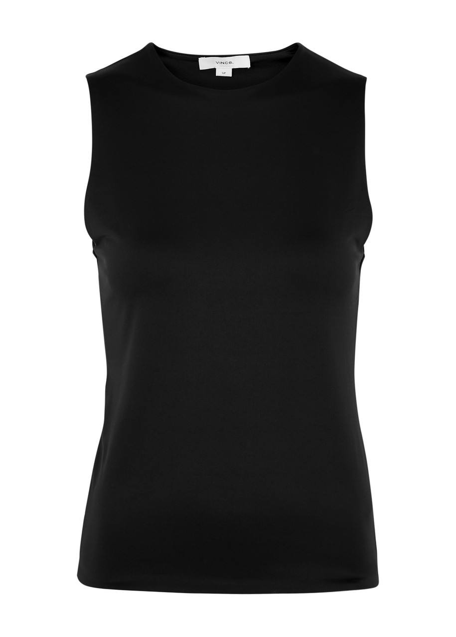 Shop Vince Stretch-jersey Tank In Black