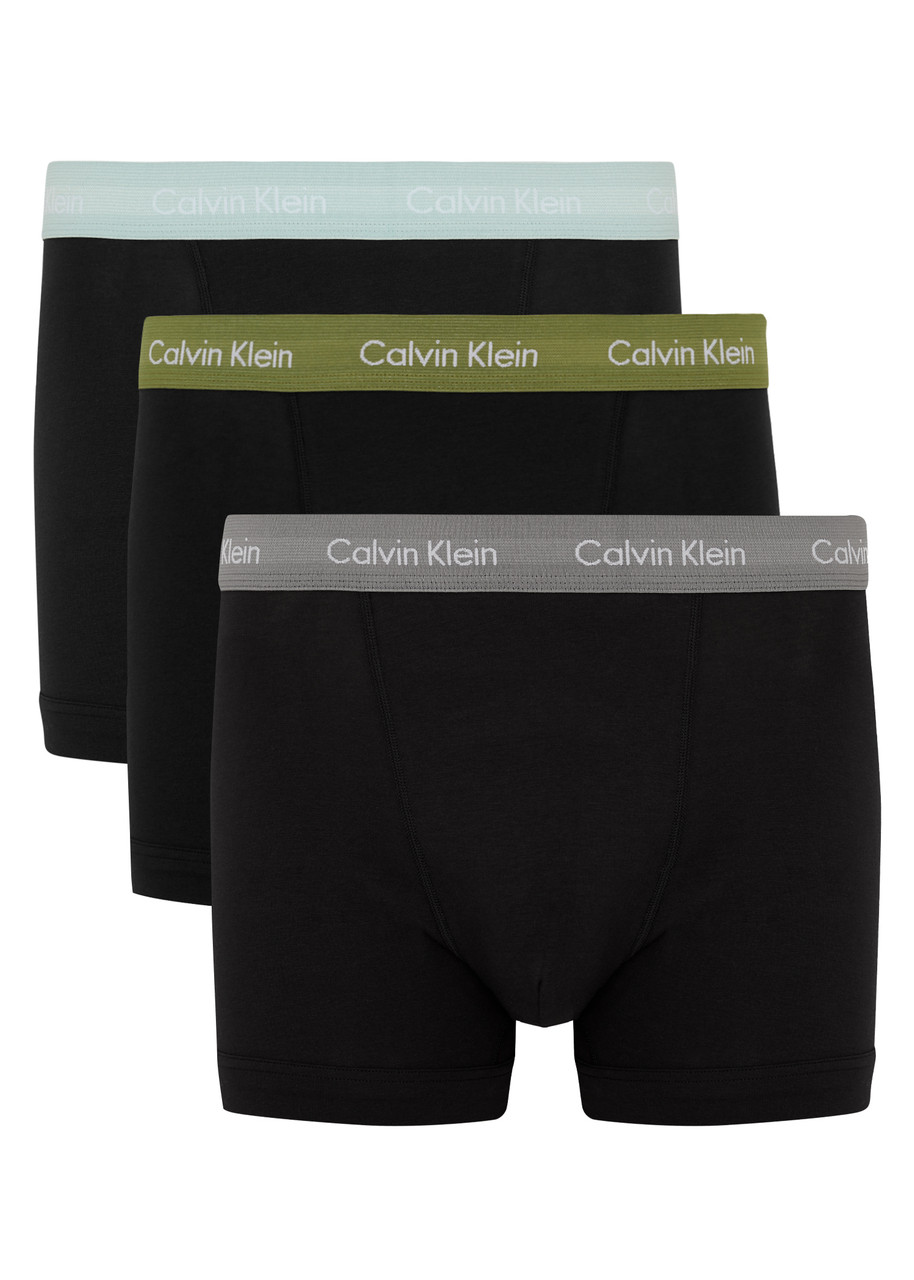 Calvin Klein Kids Stretch-cotton Trunks In Black