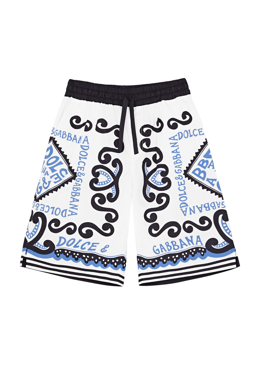 Dolce & Gabbana Kids Printed Cotton-poplin Shorts (3-6 Years) In Blue