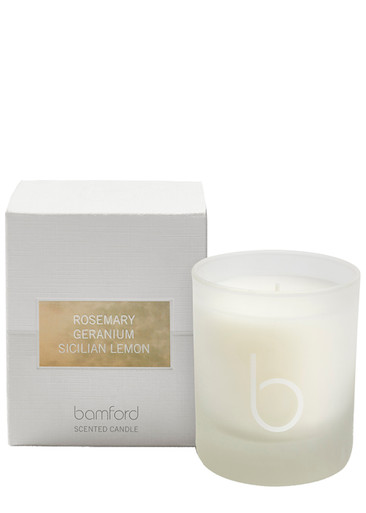 Bamford 1 Wick Rosemary Candle, Candles, Cotton, Crisp Herbal Blend In White