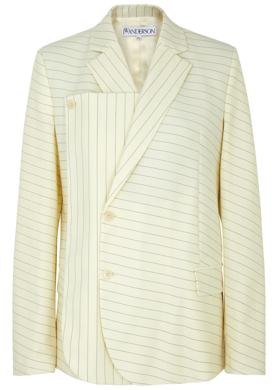 Jw Anderson Pinstriped Wool-blend Blazer In Ivory