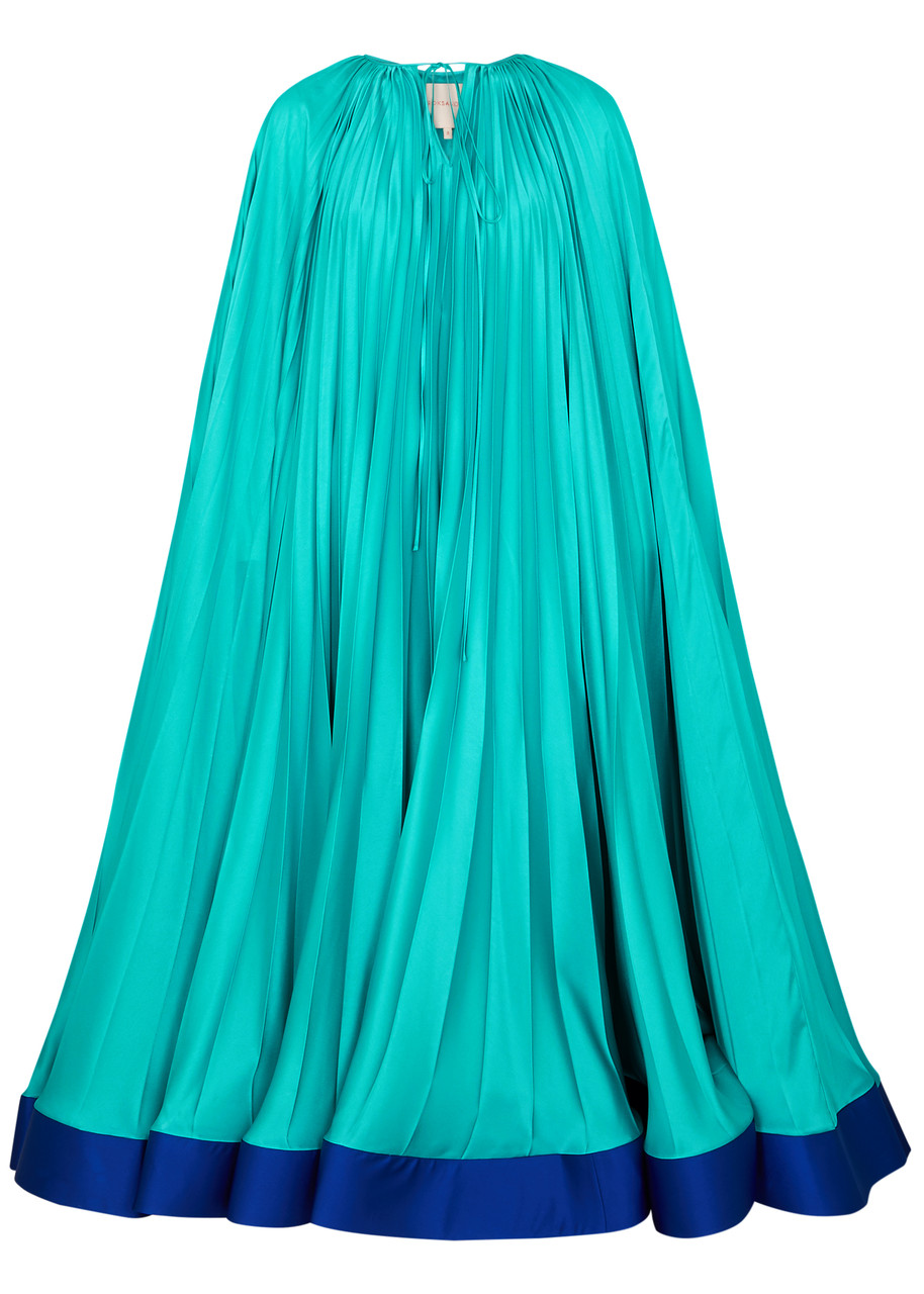 Roksanda Anaphora Pleated Satin Dress In Blue
