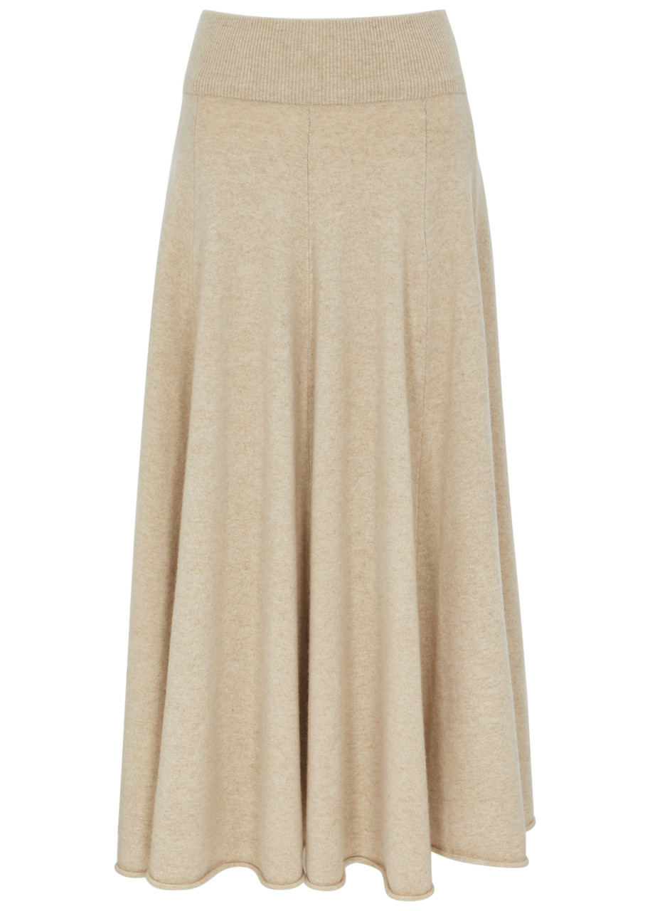 Extreme Cashmere N°313 Twirl Cashmere-blend Midi Skirt In Brown