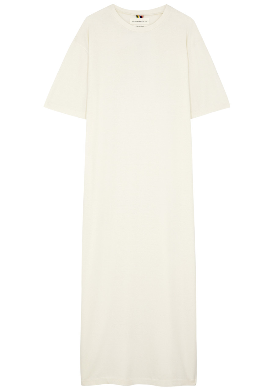 Extreme Cashmere N°321 Kris Cotton-blend Midi Dress In White