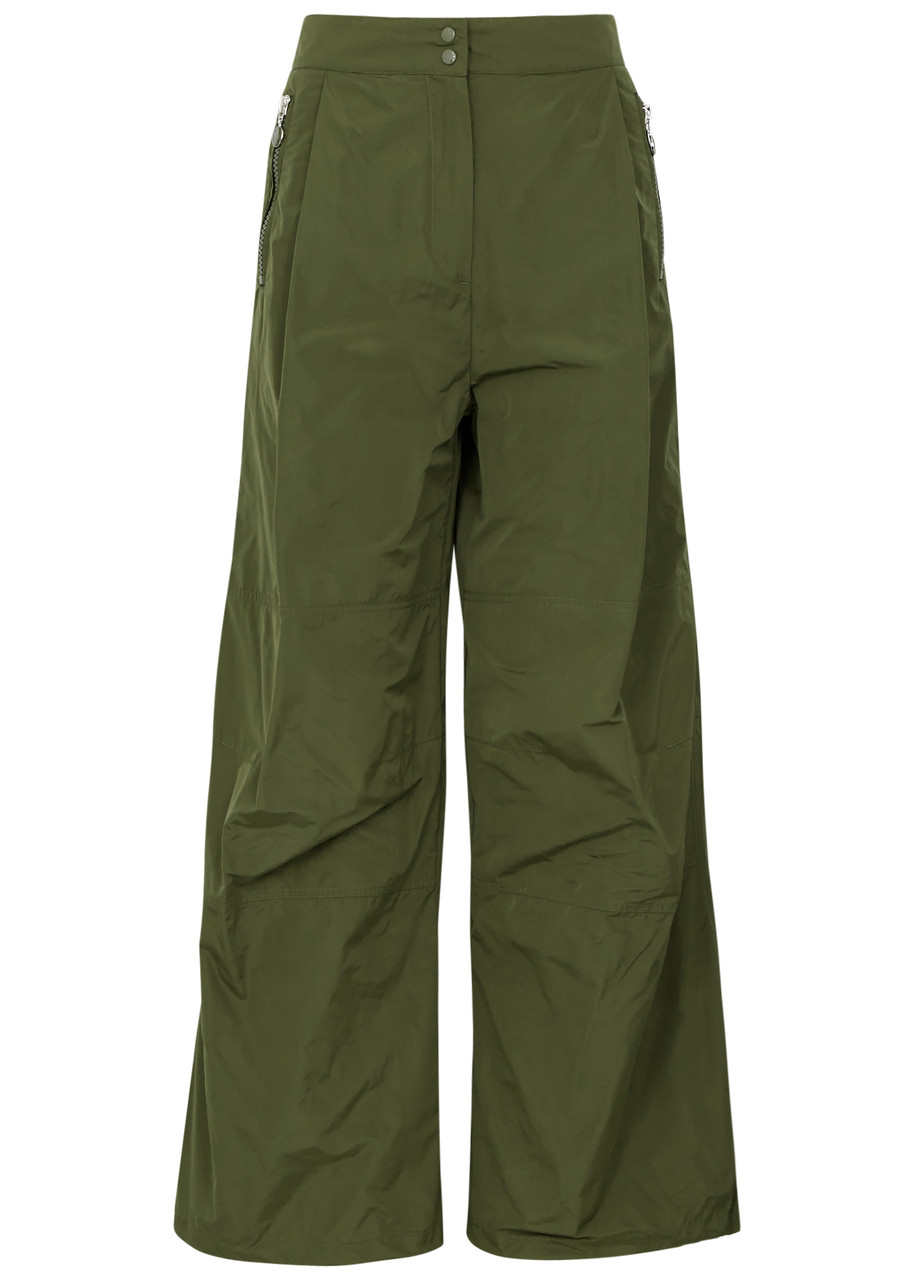Moncler Wide-leg Shell Trousers - Dark Green - 38 (UK6 /xs)