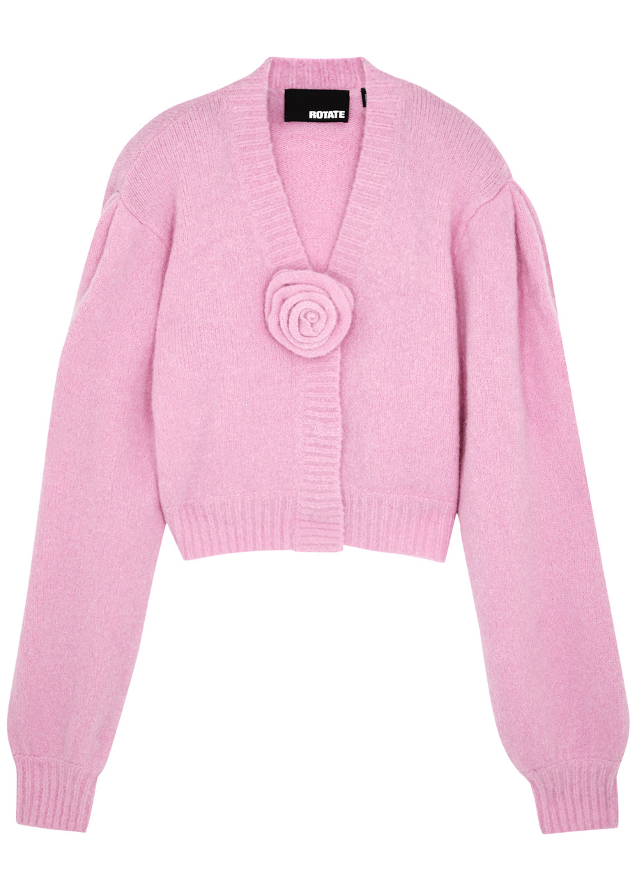 Rotate Birger Christensen Floral-appliqud Alpaca-blend Cardigan - Pink - 36 (UK8 / S)