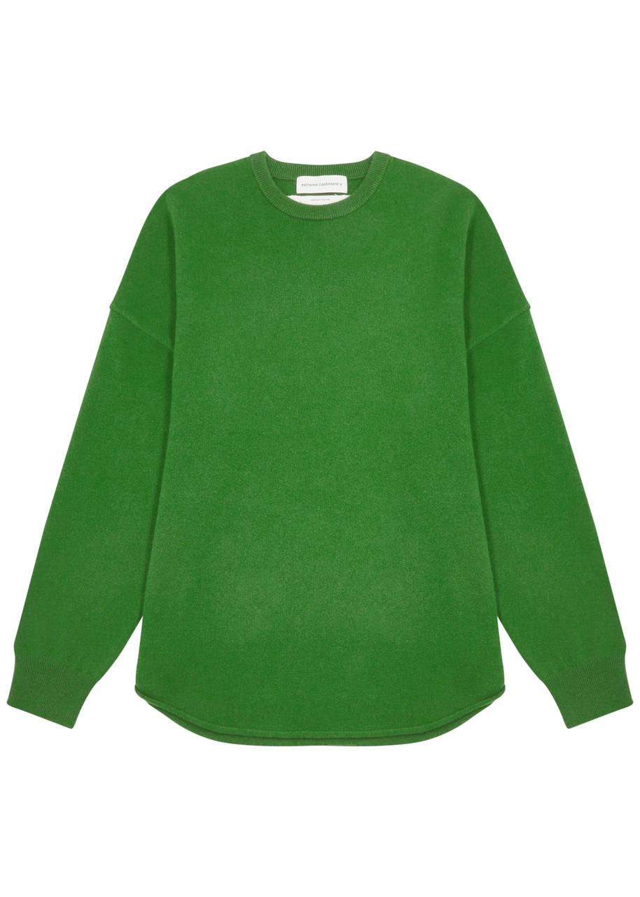 Extreme Cashmere N°53 Crew Hop Cashmere-blend Jumper In Green