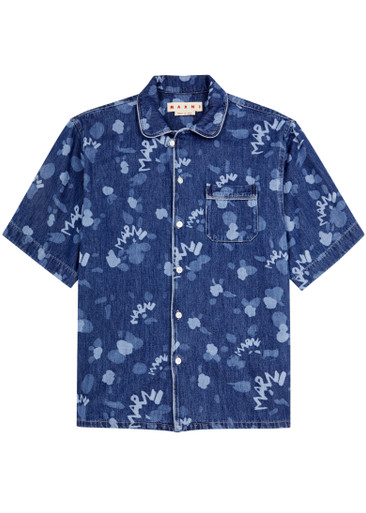 MARNI Logo-print denim shirt | Harvey Nichols