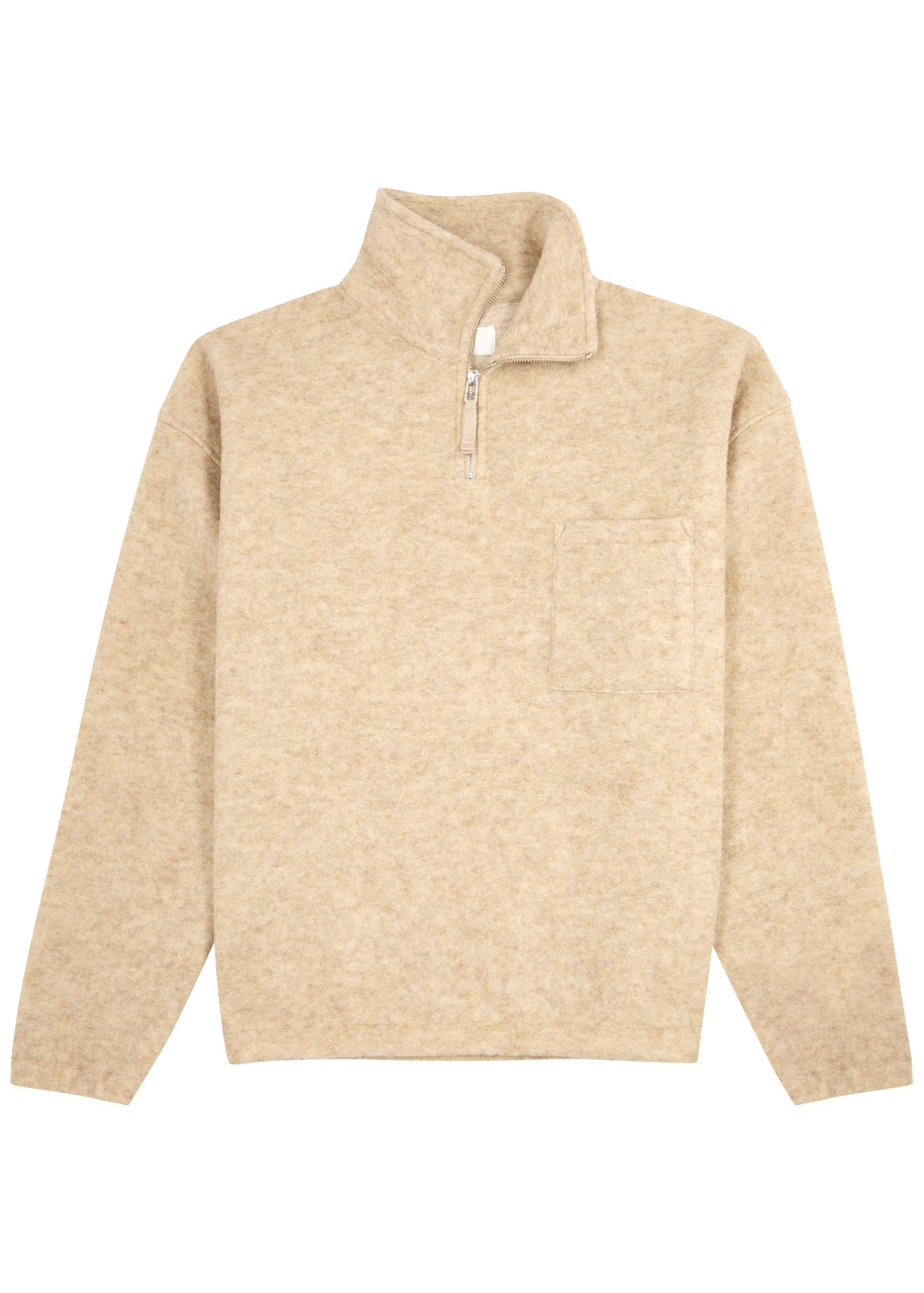 Universal Works Ramsay Wool-blend Half-zip Sweatshirt In Beige
