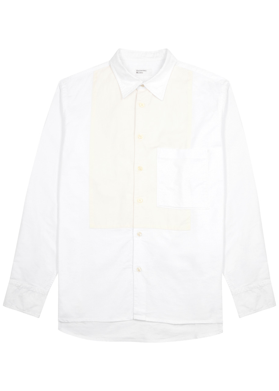 Shop Universal Works Panelled Cotton Shirt In White