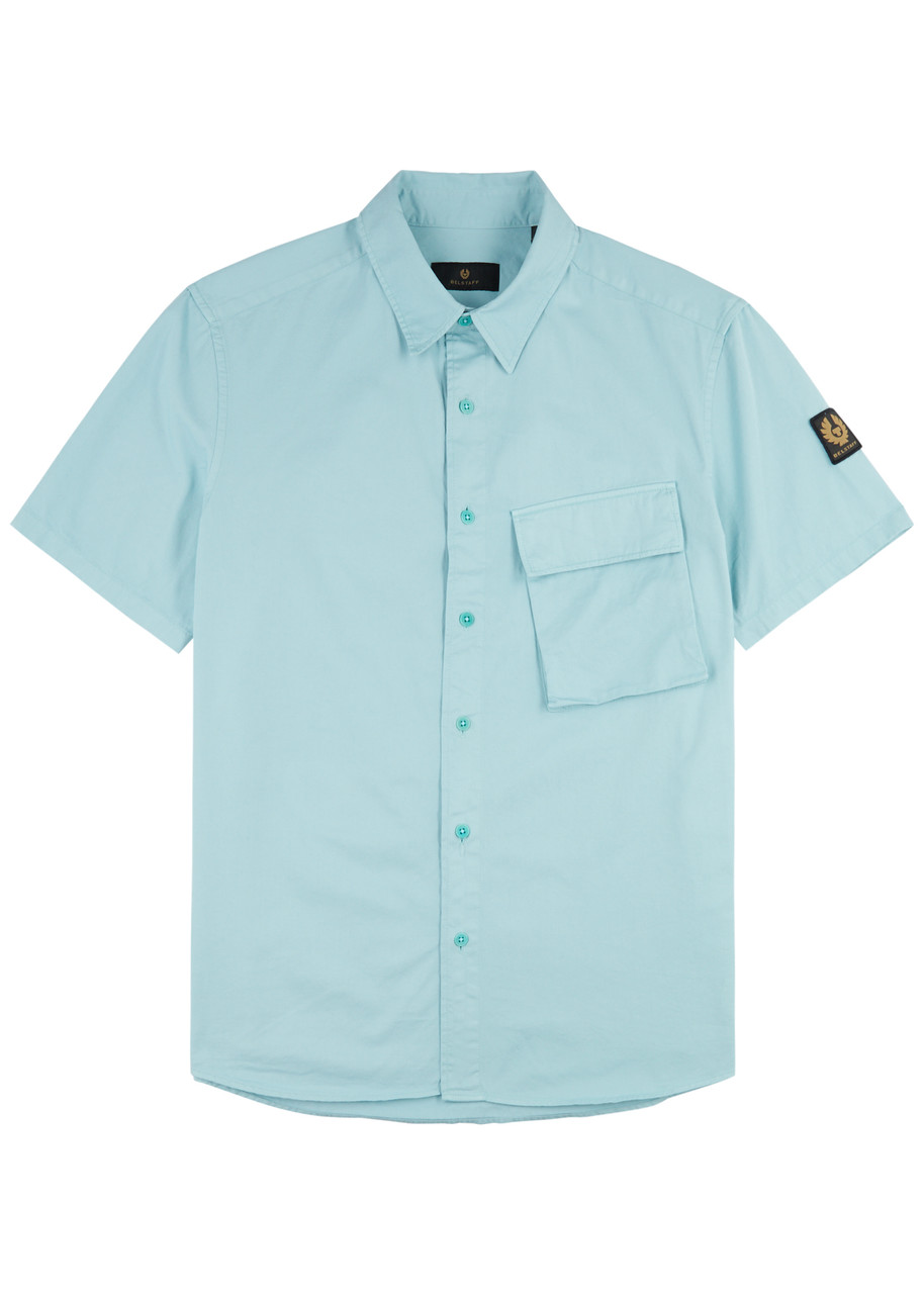 Belstaff Scale Logo Twill Shirt In Blue