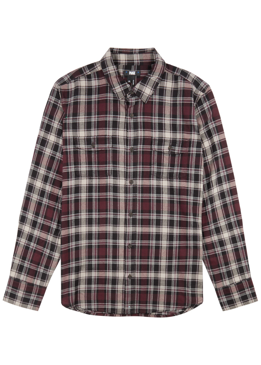 Shop Paige Everett Checked Cotton-blend Shirt In Red
