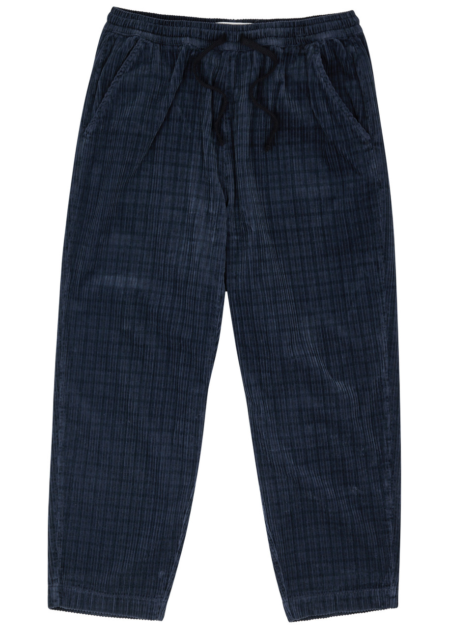 Universal Works Tapered Cotton-blend Trousers In Navy