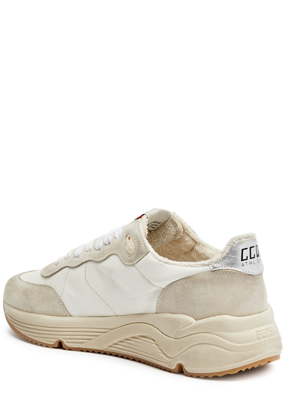  Golden Goose Running Sole Panelled Leather Sneakers - Pearl - 40 (it40 / Uk7), Golden Goose Trainers, Ripped - 40 (it40 / Uk7) 