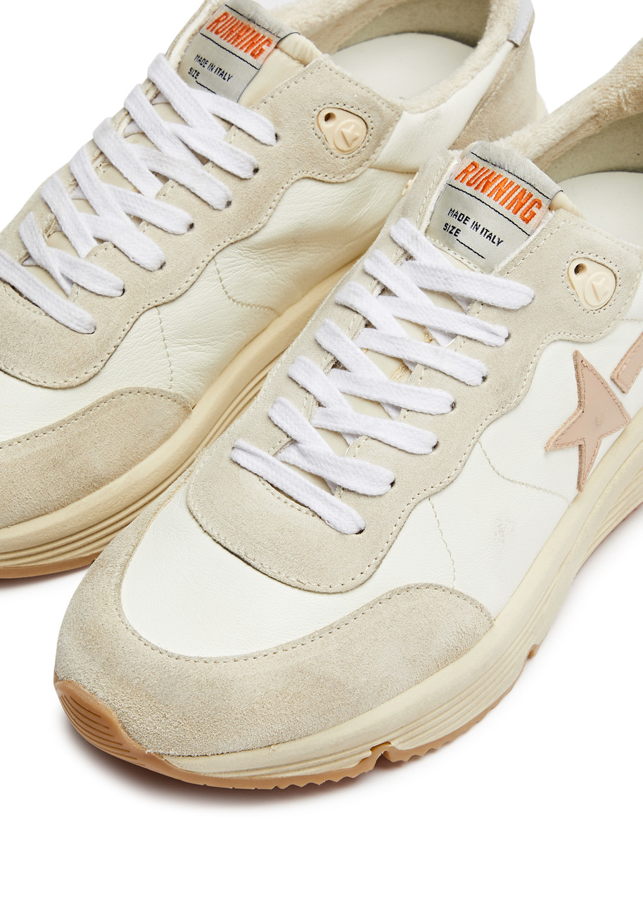  Golden Goose Running Sole Panelled Leather Sneakers - Pearl - 40 (it40 / Uk7), Golden Goose Trainers, Ripped - 40 (it40 / Uk7) 