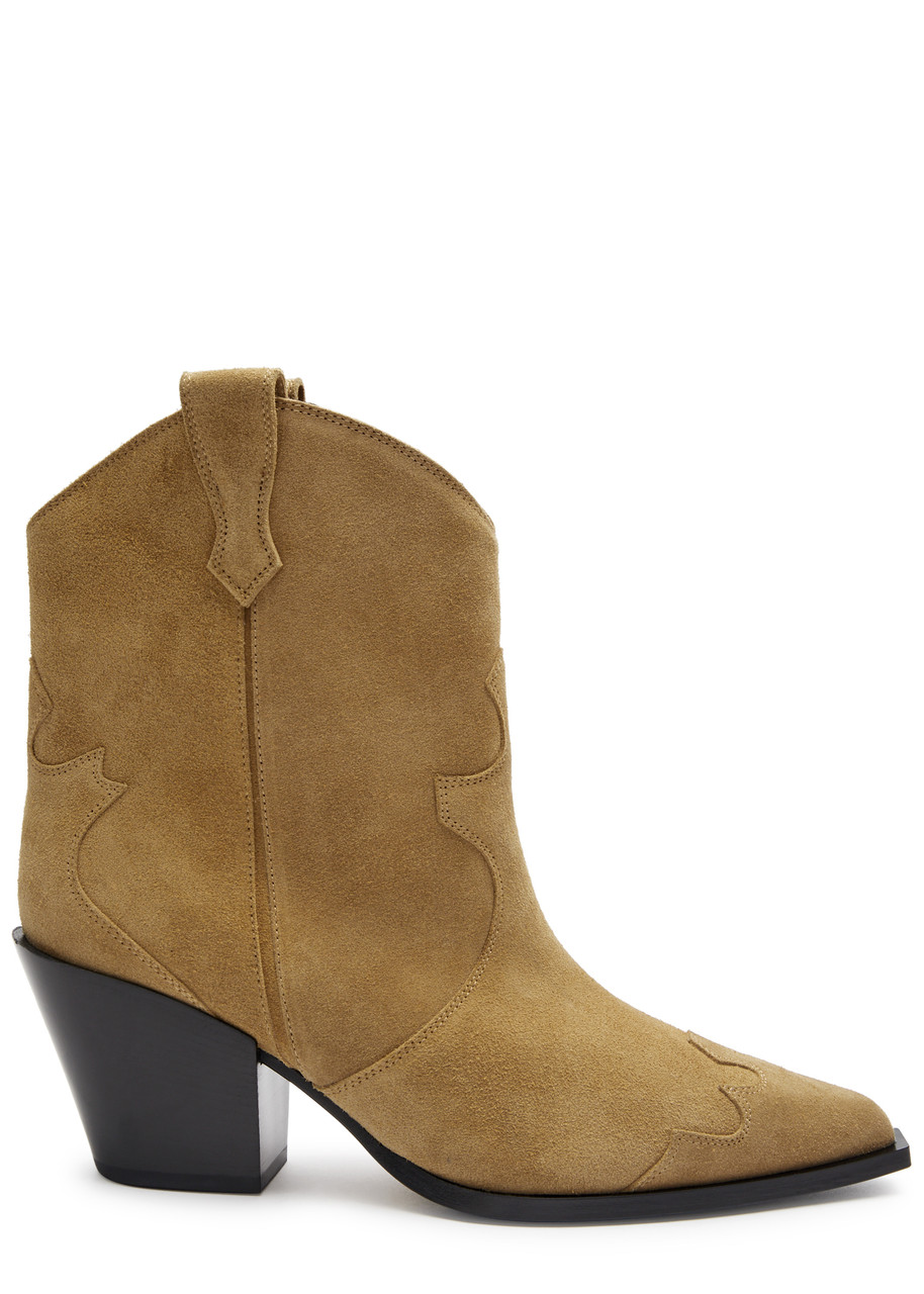 Aeyde Albi 75 Suede Cowboy Boots In Camel