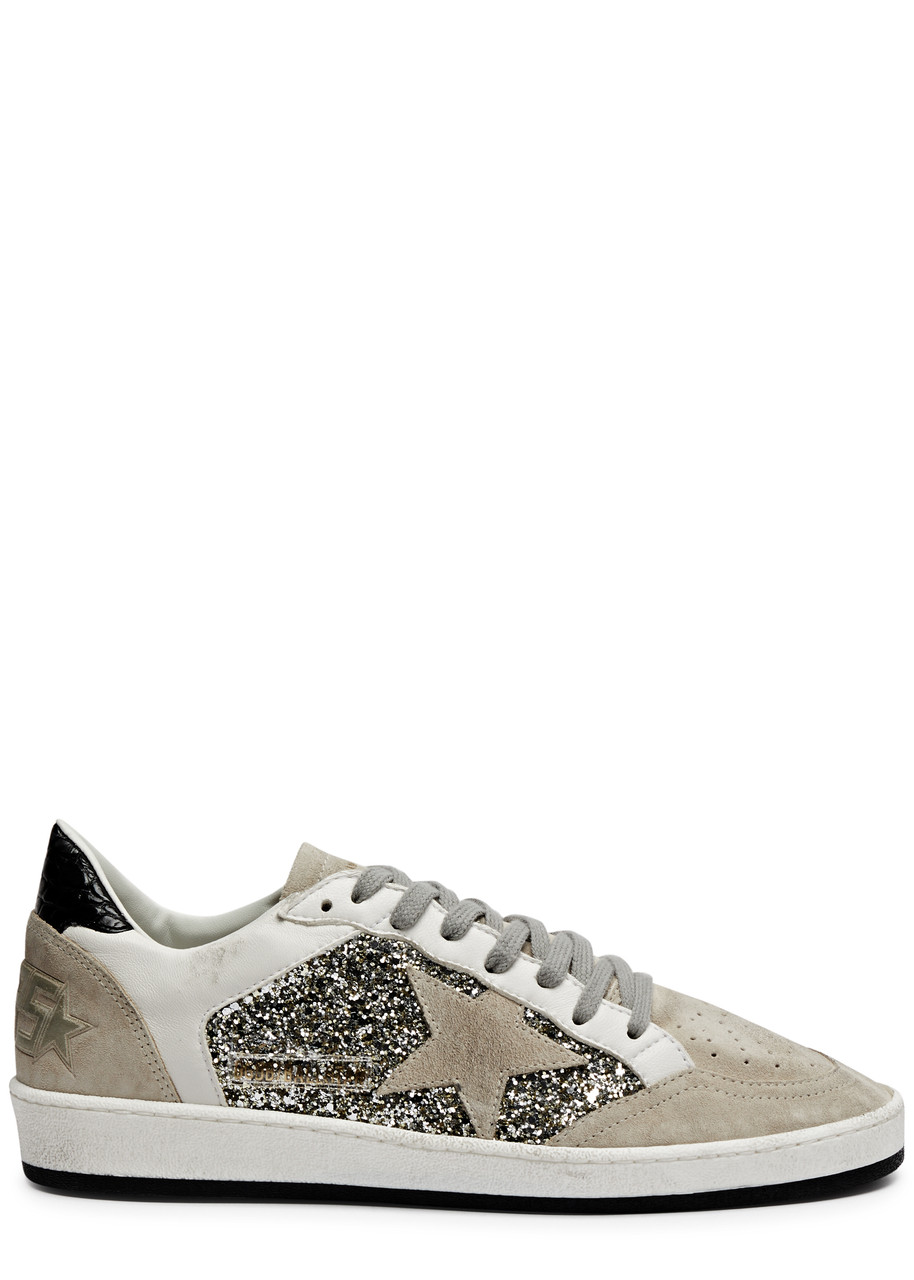 Golden Goose Ball Star Glittered Suede Sneakers - Silver - 39 (IT39 / UK6), Golden Goose Trainers, Crocodile - 39 (IT39 / UK6)