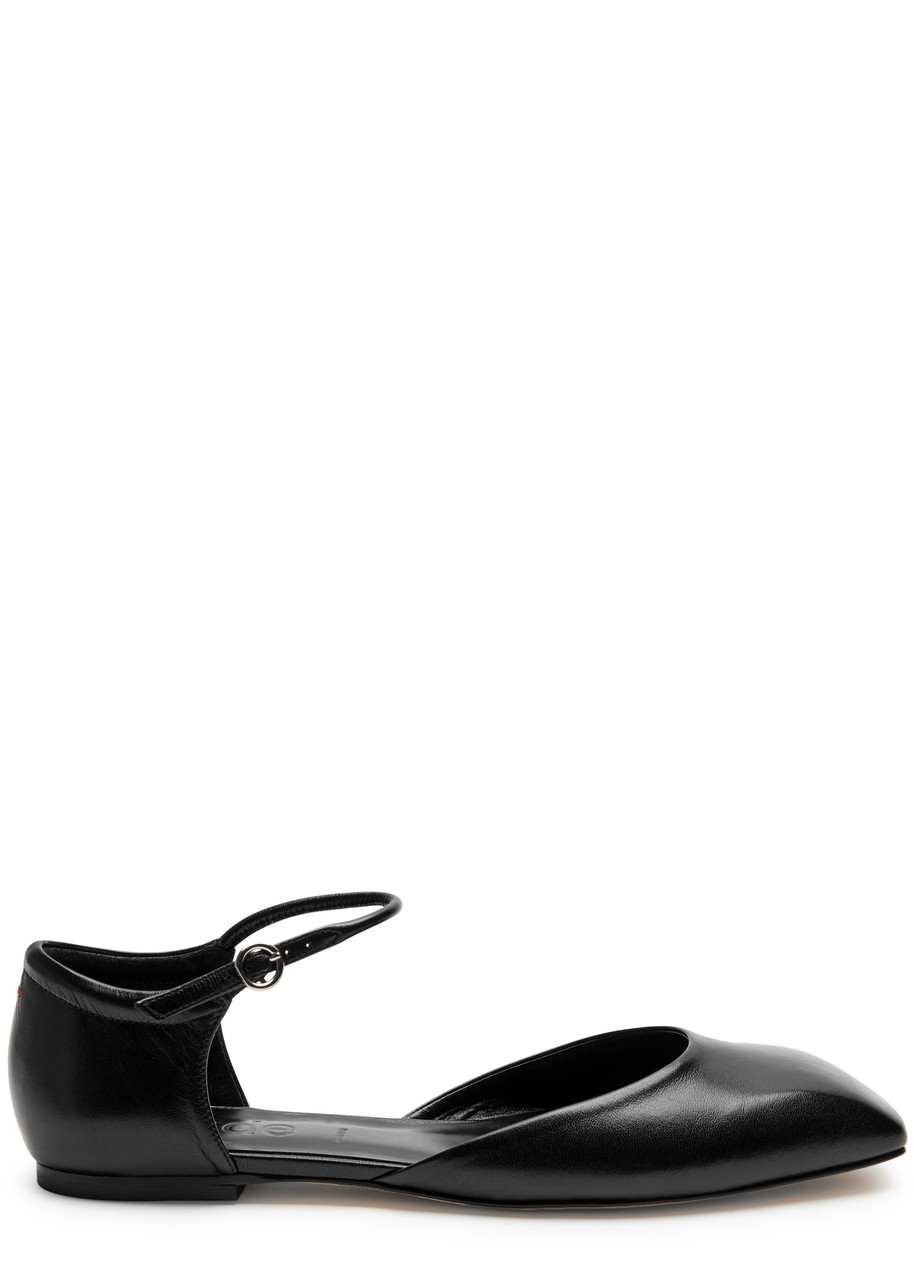 Aeyde Miri Leather Mary Jane Flats In Black
