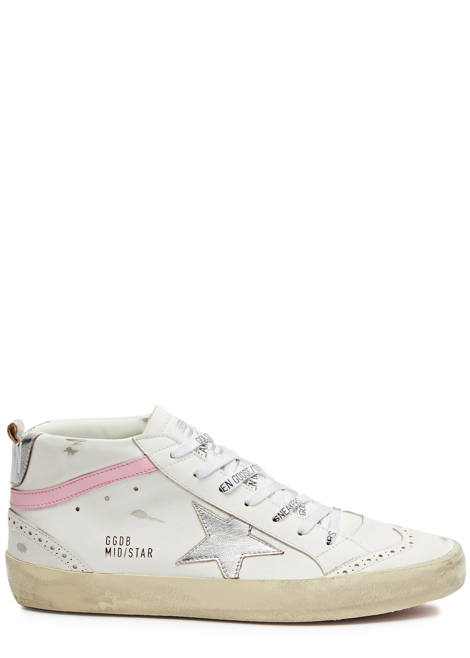 Shop Golden Goose Trainers, Ripped In White And Pink