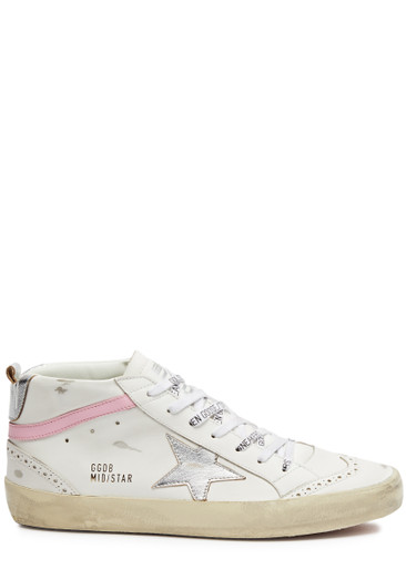 GOLDEN GOOSE Mid Star distressed leather sneakers | Harvey