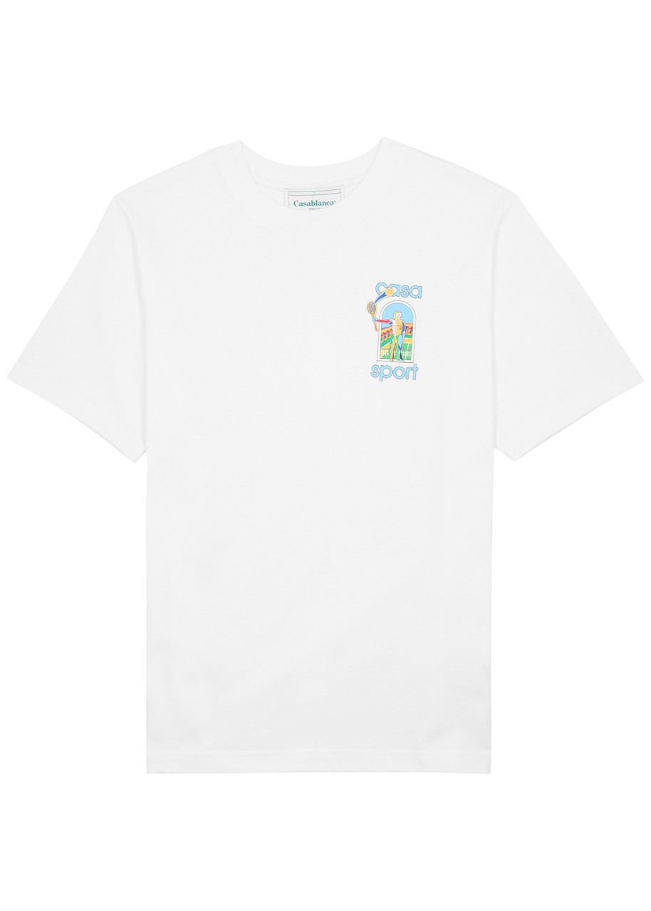 Shop Casablanca Casa Sport Printed Cotton T-shirt In White