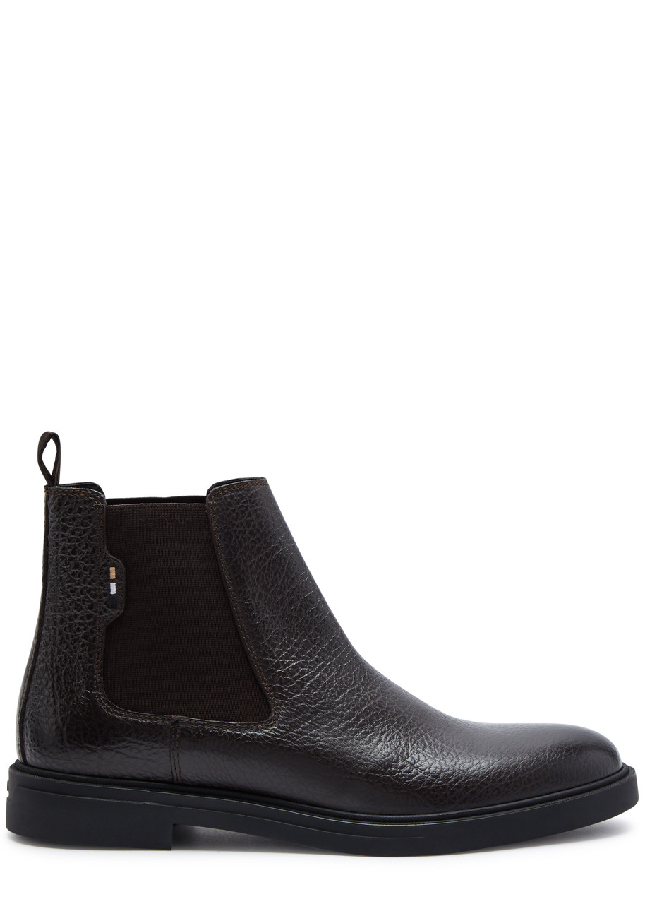 Hugo Boss Boss Calev Leather Chelsea Boots In Dark Brown