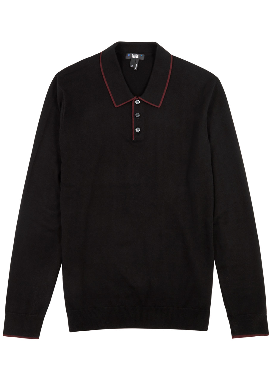 Shop Paige Dobson Cotton-blend Polo Jumper In Black